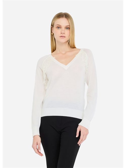 Maglia in lana con pizzo LIU JO | CF5423MA82O/X0718